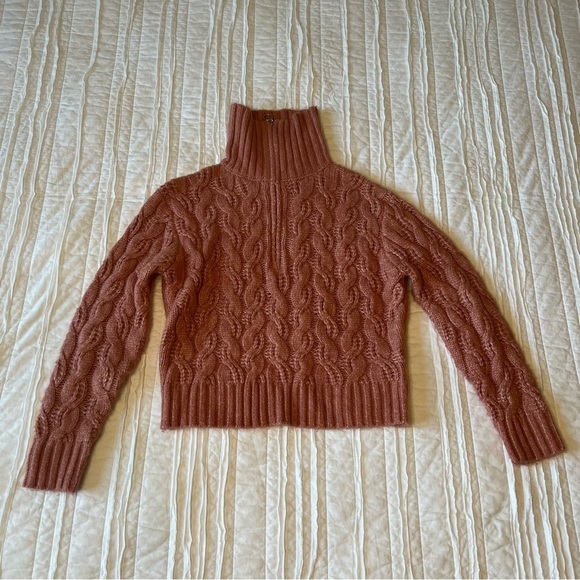 2/$30 Sincerely Jules Cable Knit Chunky Turtle Neck Zipper Sweater Pink SZ XS - Picture 10 of 11